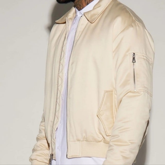 NWT MENS LUX COLLARED TAN SMALL BOMBER JACKET SMALL - Picture 2 of 5